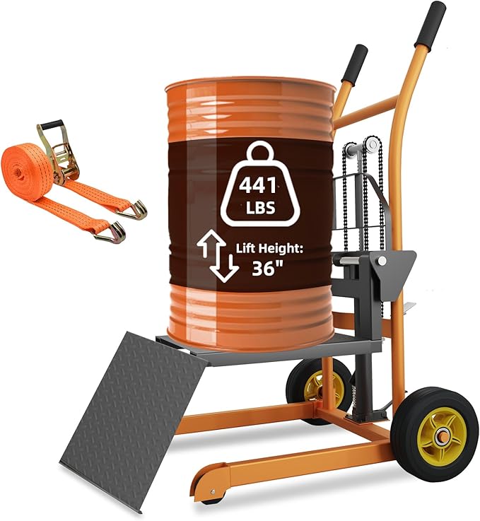 Hydraulic Material Lift Pallet Truck 441 lbs Manual Winch Stacker 36" Max Lift by LuminaLiftCure