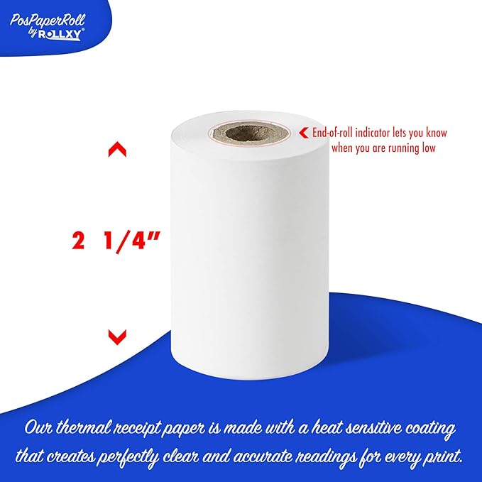 50 Rolls of Thermal Paper 2 1/4'' by 70' Verifone VX520 First Data FD400 Nurit - Image 3