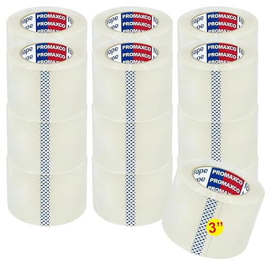 3" Heavy Duty Packing Tape, 18 Rolls, Total 990Y, 2.5 mil, 3 in x 55 Yards by PROMAXCO