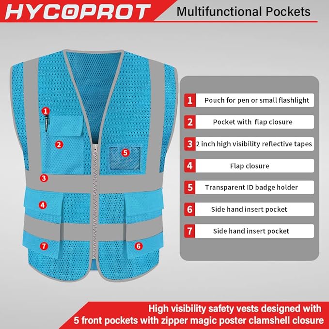 HYCOPROT High Visibility Mesh Safety Reflective Vest - Image 2