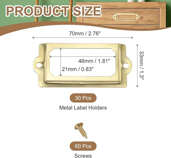 PATIKIL 70x33mm Metal Label Holders - Image 2
