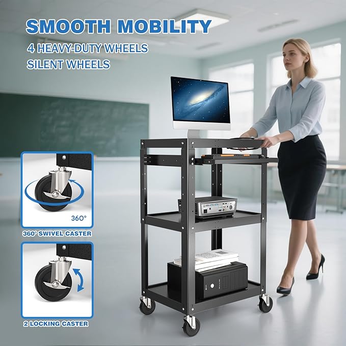 Steel AV Cart on Wheels - Image 7
