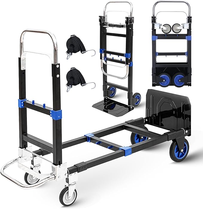 Upgraded 3 in 1 Folding Hand Truck, 600lbs Capacity, Heavy Duty Convertible by ZROECWT