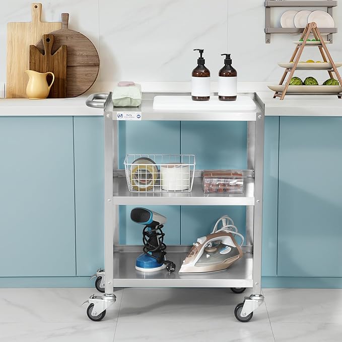 Hally Stainless Steel Utility Cart 3 Tier NSF Commercial Heavy Duty Metal - Image 7