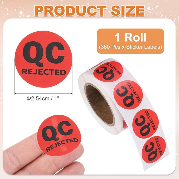 PATIKIL 360 Pcs 1 Roll QC Rejected Labels, 1 Inch Circle Inventory Control - Image 2