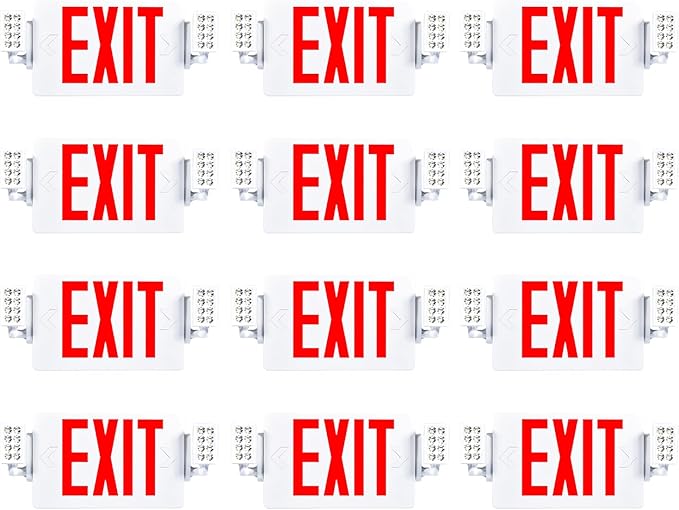 Sunco 12 Pack Exit Signs With Emergency Lights, Two Adjustable LED Lights With by SuncoLighting