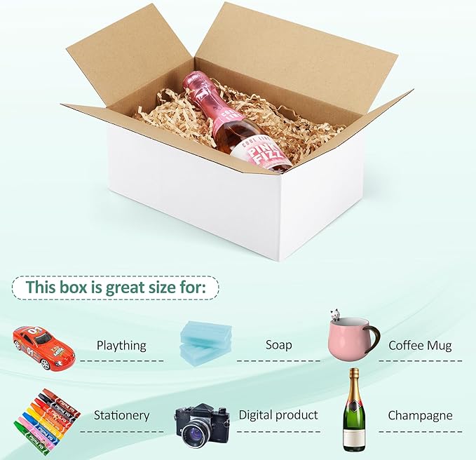 Eupako 9x6x4-Small-Shipping-Boxes-30-Pack-White-Corrugated-Box-Mailers - Image 3