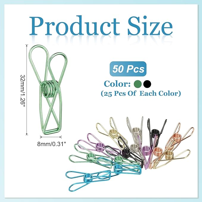 PATIKIL 50Pcs Paper Office Binder Clips, 1.26" Small Metal Wire Hollow Out - Image 2
