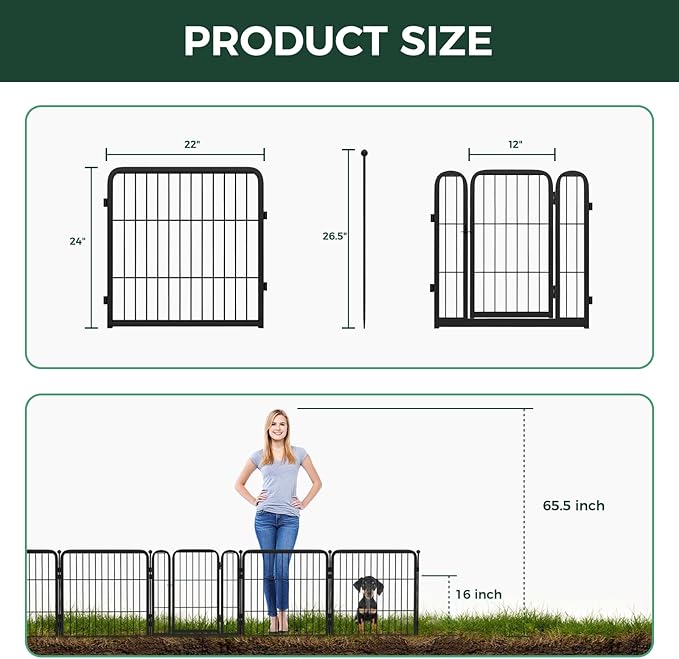 FXW Garden Fence Outdoor for The Yard – 24in x 45.6ft Heavy Duty Metal Animal - Image 5