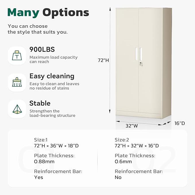 Greenvelly Metal Garage Storage Cabinet - Image 3