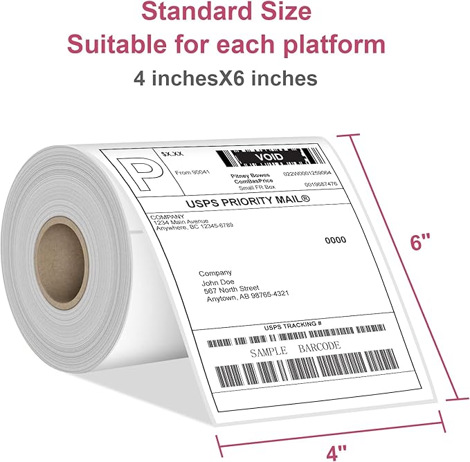 4"x6" Shipping Label 60 Rolls, 4-x-6-inch Thermal Label Paper, Compatible - Image 2