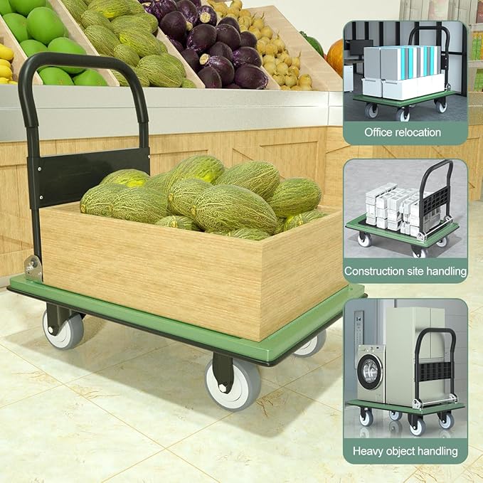 WUD Push Cart, Folding Mobile Platform Trolley, Thickened and Reinforced - Image 4