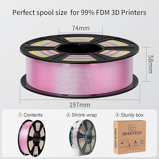 Geeetech 3D Printer Silk PLA Filament 1.75mm Light Gold, Shiny Silk Filament - Image 6