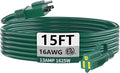 HUANCHAIN Indoor Outdoor Green Extension Cord 15 ft Waterproof, 16/3 Gauge by huanchain