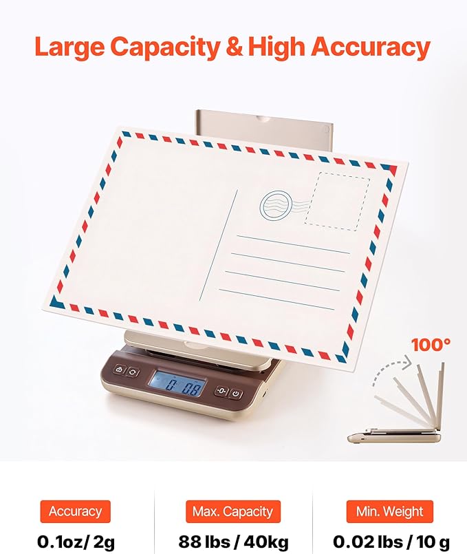 VEVOR Digital Shipping Postal Scale, 0.1 oz High Accuracy, 88 lbs Postal Scale - Image 2