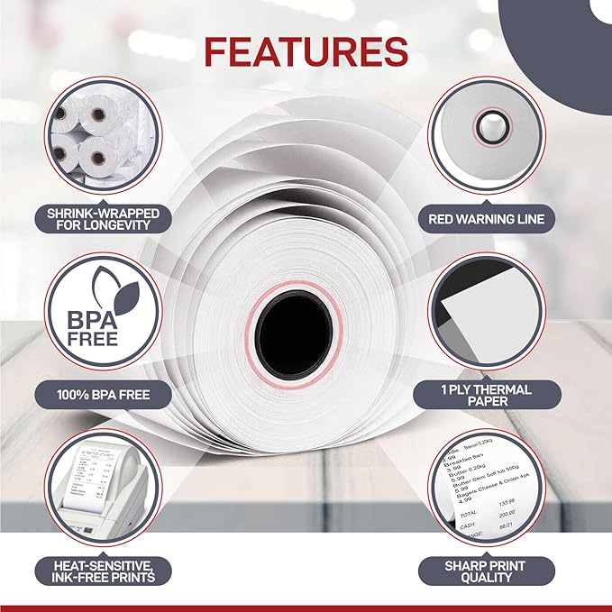 10 Rolls – 3 1/8" x 119' Thermal Receipt Paper Rolls | BPA Free | Compatible - Image 4