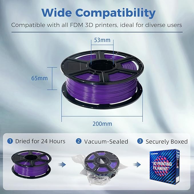 FLASHFORGE ABS Pro Filament 1.75mm Purple, 3D Printer Filament 1kg - Image 6