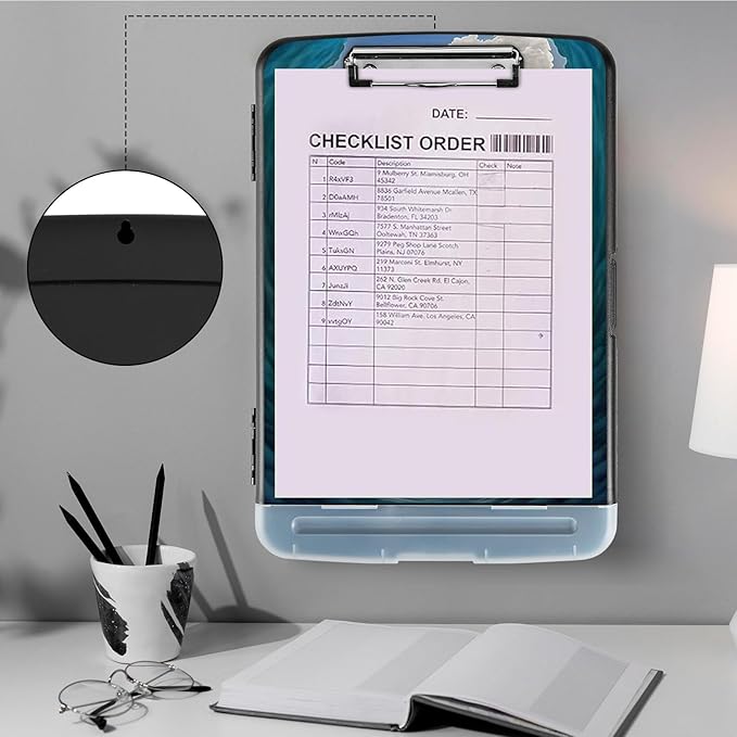 Clipboard with Storage, Heavy Duty Plastic Storage Clipboard with Low Profile - Image 4