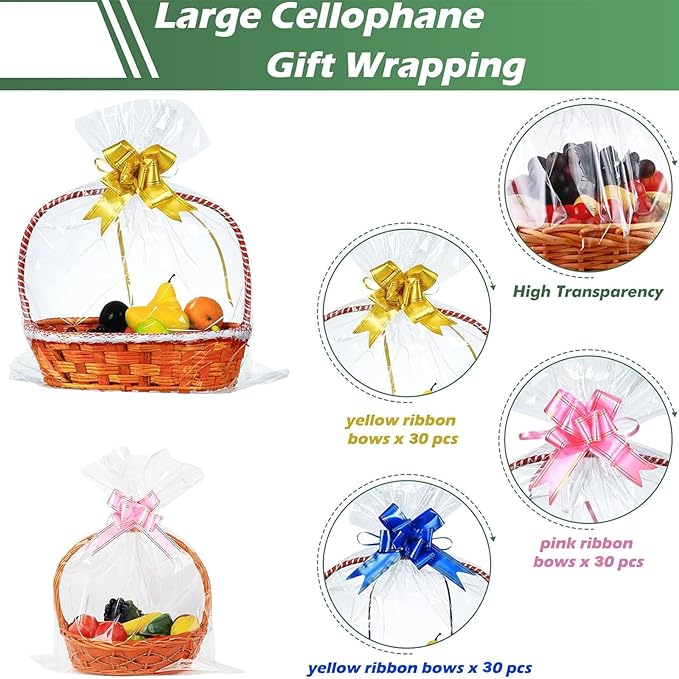 90 Packs Large Clear Cellophane Bags 14x20 18x24 24x30 Inches Jumbo Gift Basket - Image 5