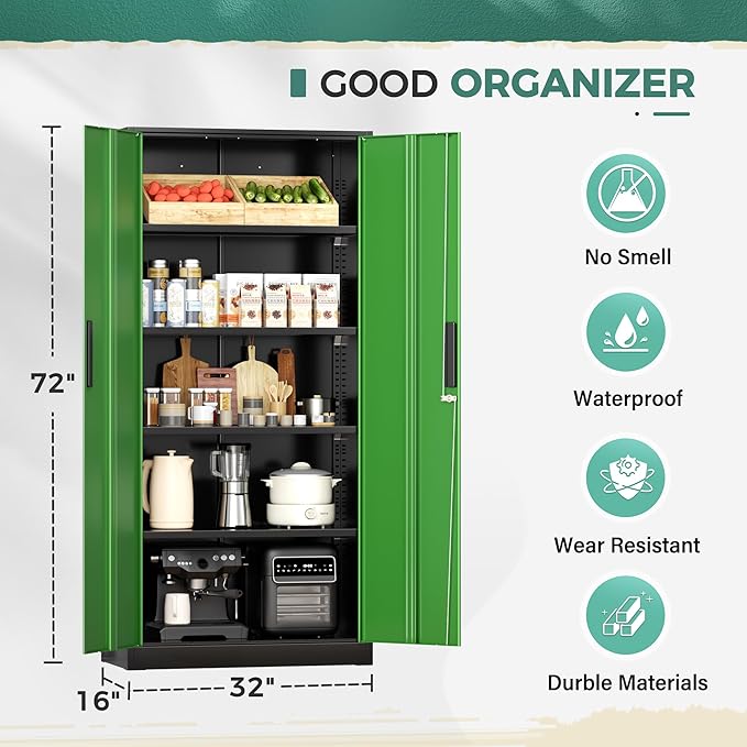 Greenvelly Metal Garage Storage Cabinet, Metal Tool Cabinets, Locking File - Image 4