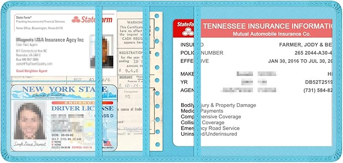 Car Insurance and Registration Holder, 5.5 x 5 Inch PU Leather Vehicle Glove - Image 3