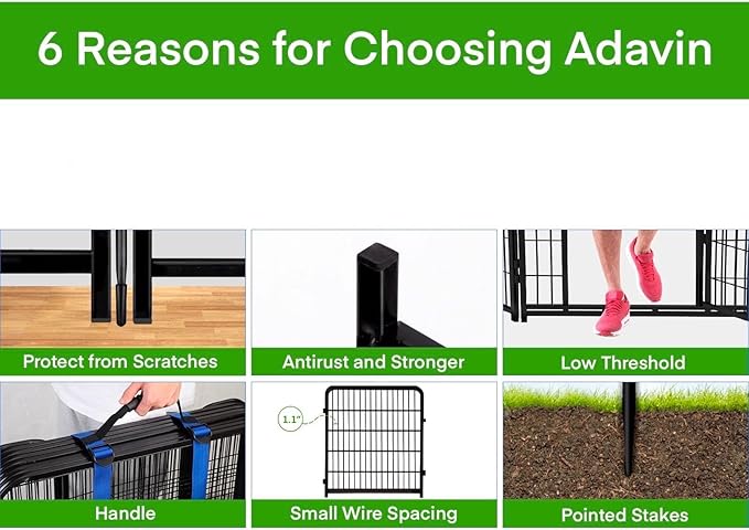 ADAVIN 32 in Garden Fence with Low Threshold Door, 12 Panels Total 26.6 Ft Tall - Image 3