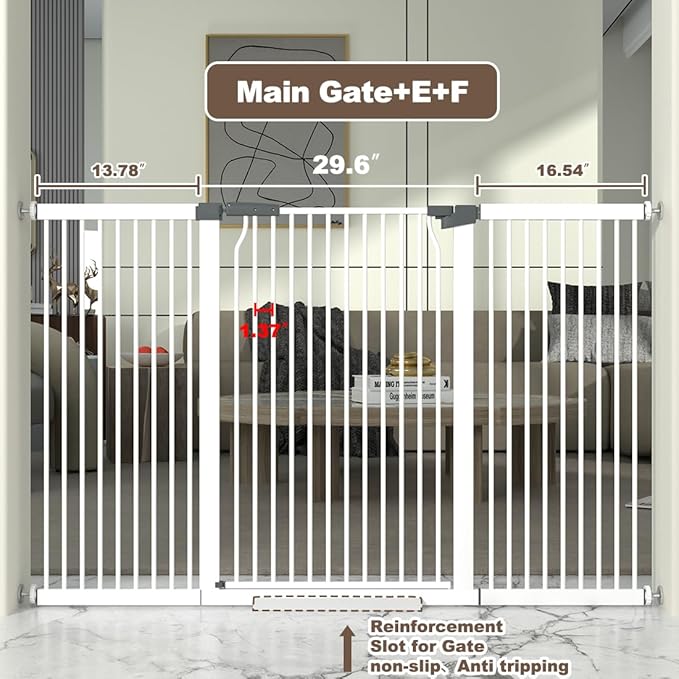 41" Extra Tall Cat Gate for Doorway, 60.3-62.9'' Metal Pet Baby Safe Gate - Image 3