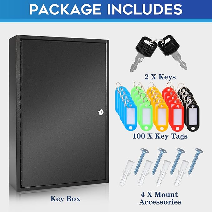 ORIENTOOLS Key Box 100 Position Steel Key Safe Cabinet, Wall Mount Key Holder - Image 6