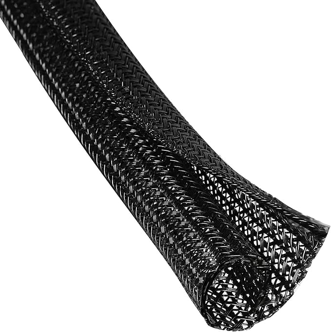 50ft - 1/2 Inch Heavy-Duty Braided Cable Sleeve, Split Wire Loom Tubing Cord by QCSIW