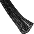 25ft – 1" Split Braided Cable Sleeve – Self-Wrapping Wire Loom Cord Protector by QCSIW