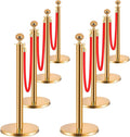 8PCS Stainless Steel Stanchions Post w/ 6 Red Velvet 5ft Carpet Ropes by Unknown