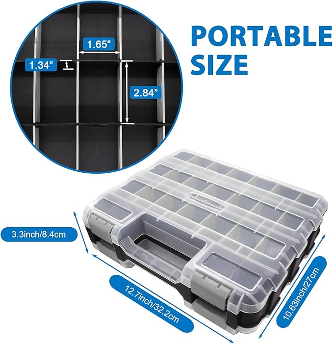 Double Side Tool Box Organizer, Hardware Storage Box, Portable Small Parts - Image 2
