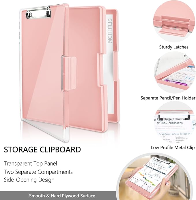 Clipboard with Storage, Heavy Duty Clip Boards 8.5x11 with 2 Storage Case - Image 3