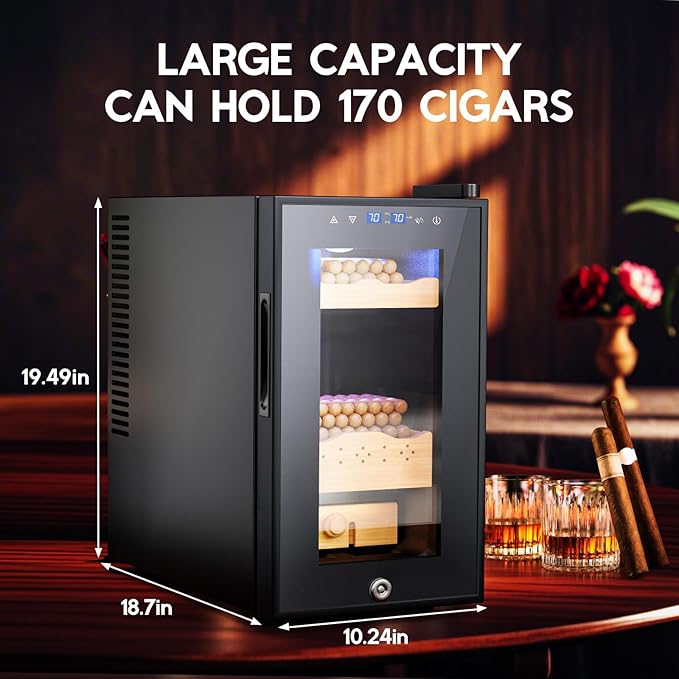 Tylza Cigar Humidor Cabinet 25L, Temp & Humidity Control Electric Humidors - Image 7