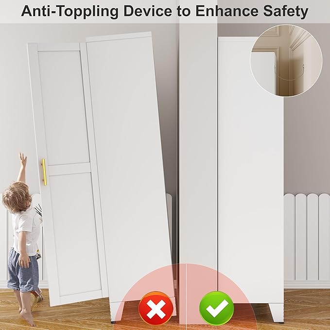 Metal Pantry Cabinet with 2 Doors and Adjustable Shelves - Image 6