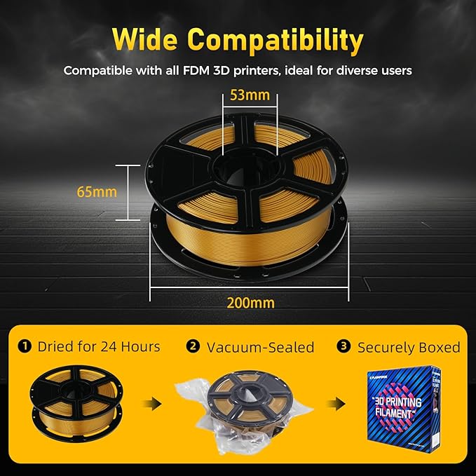 FLASHFORGE Rapid PETG Filament 1.75mm Metallic Bright Gold, Max 600mm/s High - Image 6