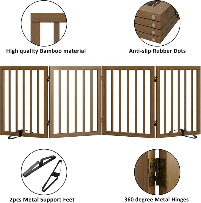 Dog Gate for Stairs, Foldable Dog Gate for Indoor Doorways House, Freestanding - Image 5