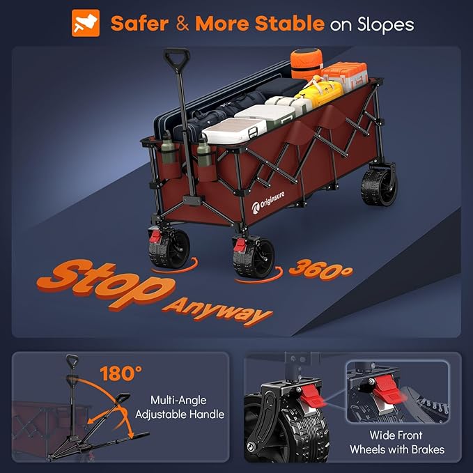 48" L Collapsible Wagon Cart Foldable, 560lbs Weight Capacity 300L Heavy Duty - Image 8