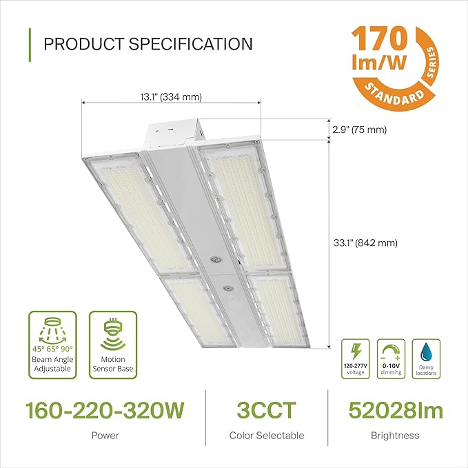 ASD LED Linear High Bay Light Fixture, Commercial Shop Lighting | 3CCT - Image 2