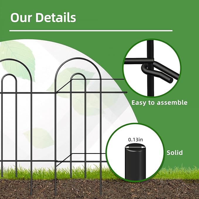 Garden Fence Border 32inX20ft Black Metal Wire Garden Fencing Panel Outdoor - Image 4