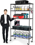 YNN Storage Shelves, 1750Lbs 5 Tier Heavy Duty Metal Rolling Shelving Unit by YNN