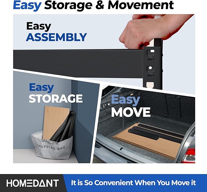 HOMEDANT 35.9" W 5 Tier Heavy Duty Garage Shelving Adjustable Metal Rack - Image 8