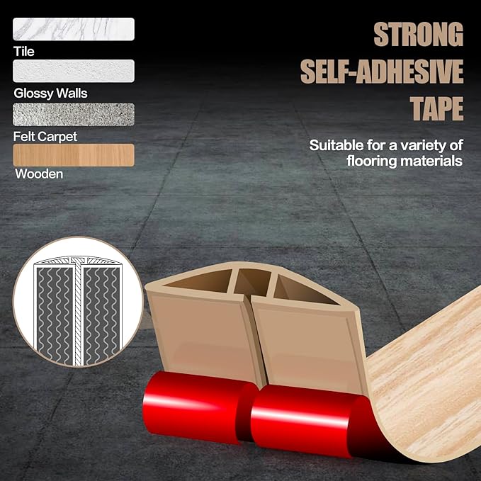 Floor Cord Cover Cavity 0.8"x0.37" Self Adhesive Cord Hider, 10FT Low Profile - Image 4