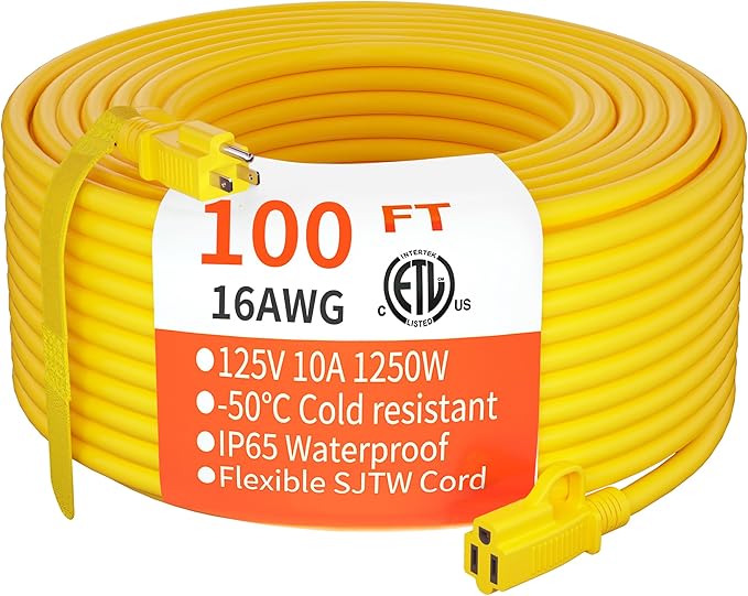 HUANCHAIN Outdoor Extension Cord 100 ft Waterproof, 16/3 Gauge Flexible by huanchain