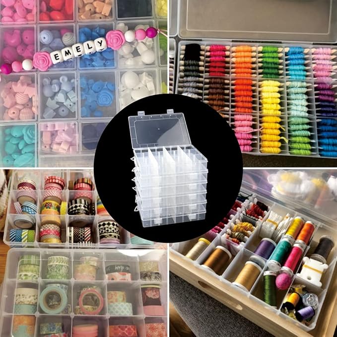 6 Pack Organizer Box with Parkical Adjustable Dividers, 12 Grids Plastic - Image 7