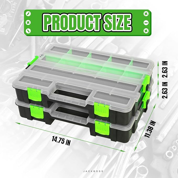 Tool Box with Transparent Lid, Single Side 17-Compartments Organizer Box with - Image 2