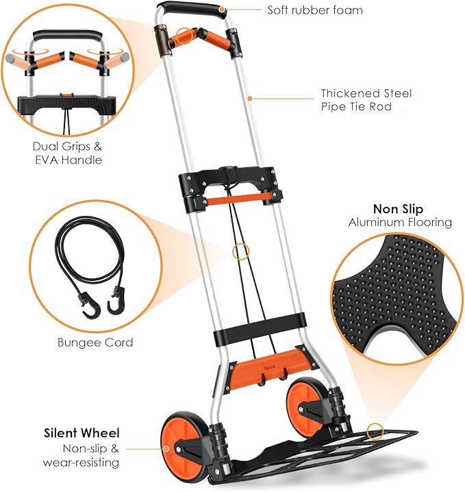 Dolly Cart, 309 lb Aluminum Folding Hand Truck - Image 3