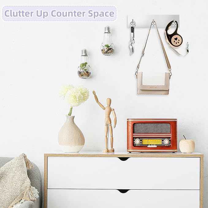 VIS'V Key Holder Wall Mount, Small Metal Self Adhesive Key Hanger - Image 4