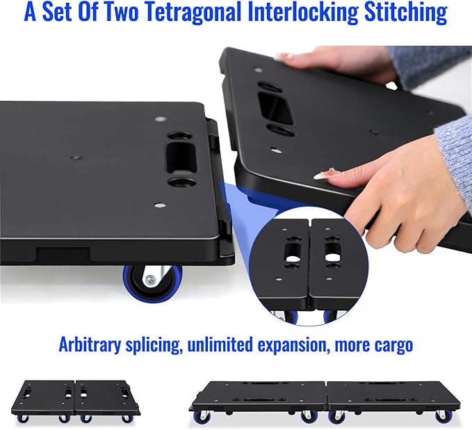 Furniture Dolly, Moving Dolly 4 Wheels Heavy Duty, 16in-11in 500lbs Capacity - Image 2
