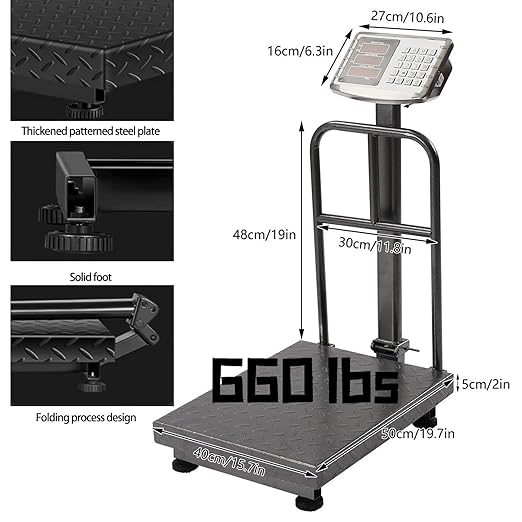 660LBS Industrial Platform Scale Weight Computing Digital Scale Floor Platform - Image 3